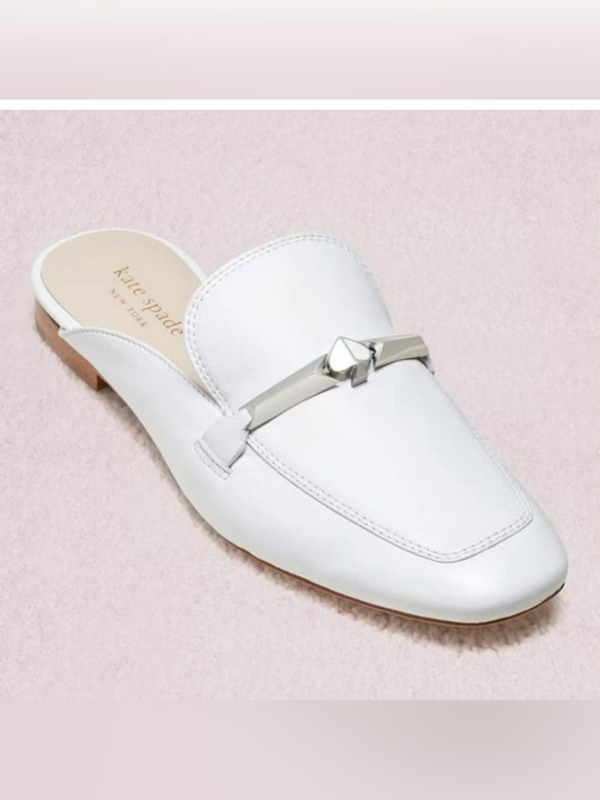 kate spade Shoes - Kate Spade New York White Leather Square Toe Laura Mule